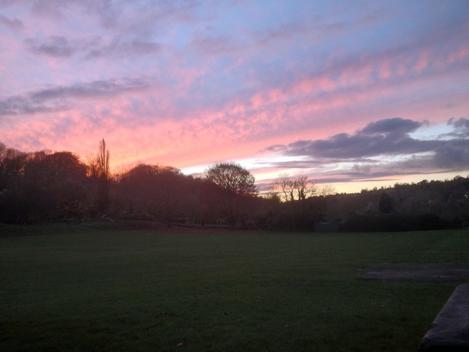 Evening sky over Victory Fields towards Barton Farm