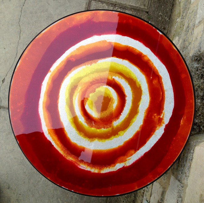 Glass art table hand painted by Serena Pugh