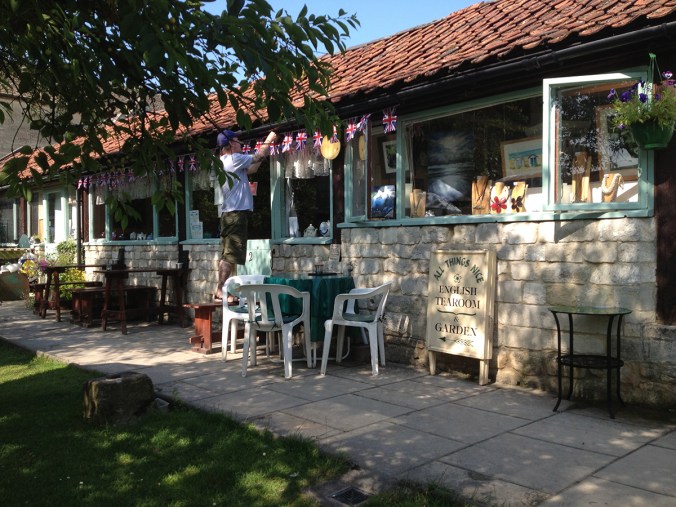 The bunting going up at the Tithebarn Workshops