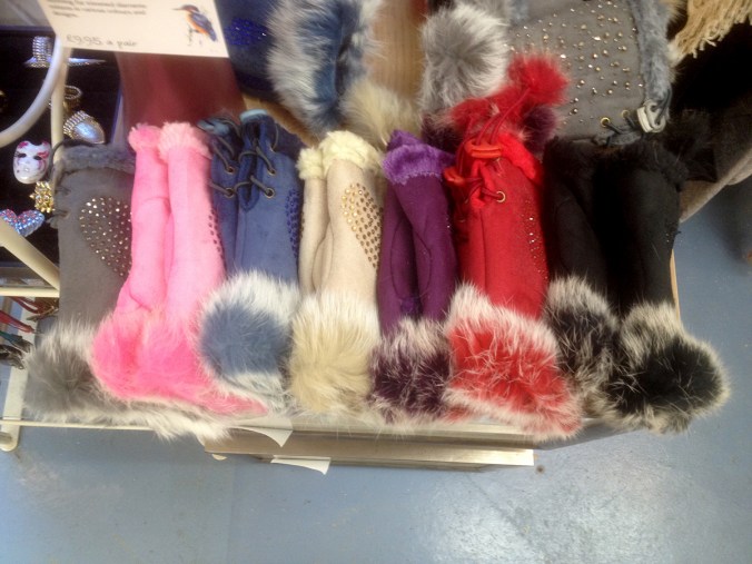 Fur Trimmed Diamante Mittens