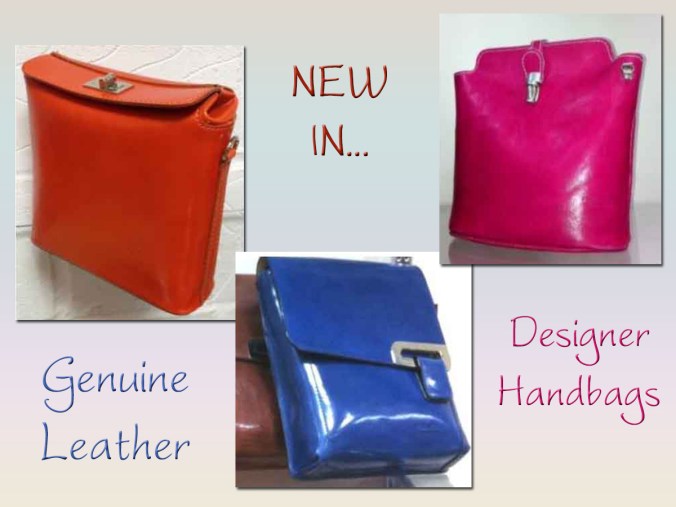 Our new range of genuine leather designer handbags at SerenArts Gallery