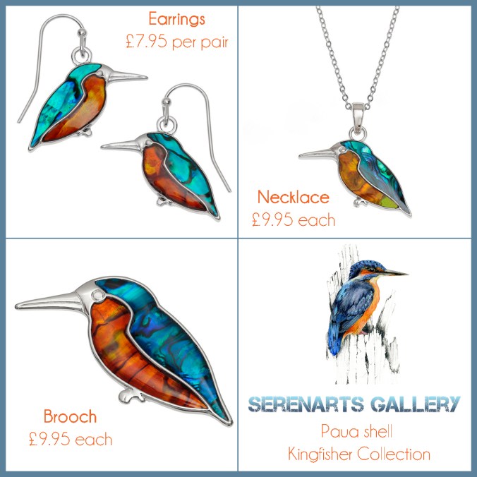 serenarts gallery paua shell kingfisher collection