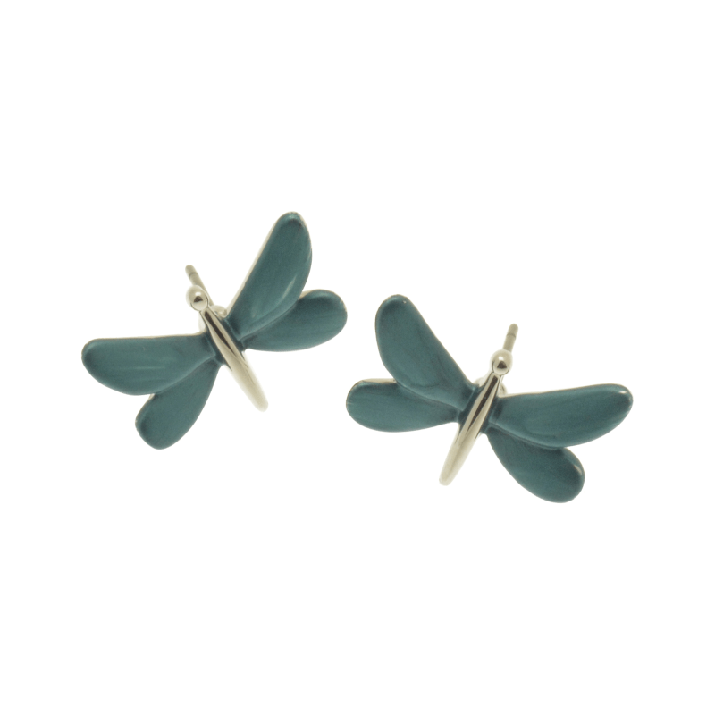Teal Dragonfly Earrings