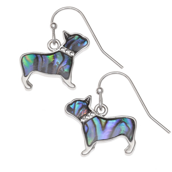 French Bulldog Paua Shell Earrings