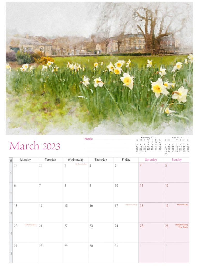 serena pugh 2023 photographic artwork calendar