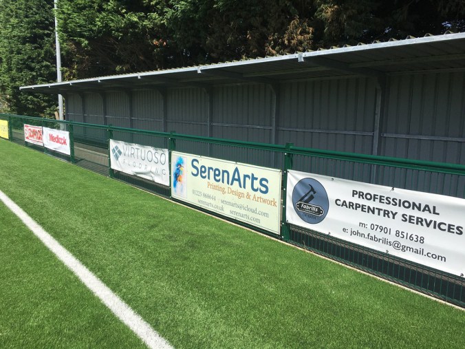 serenarts gallery advertising hoarding at larkhall fc