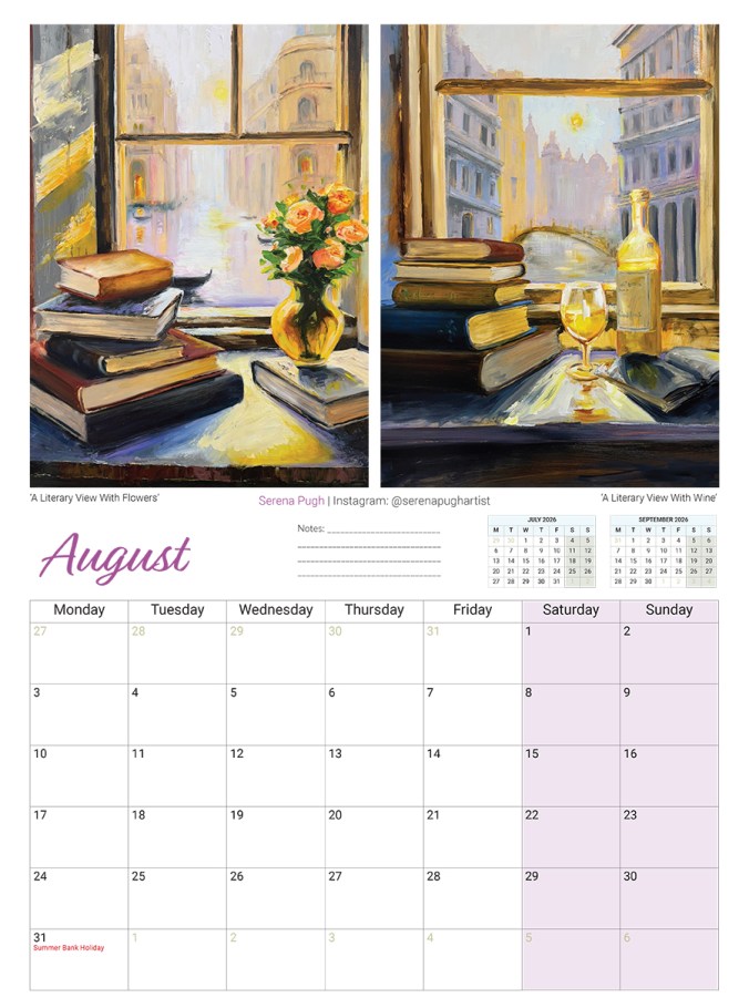 serena pugh A3 2026 calendar