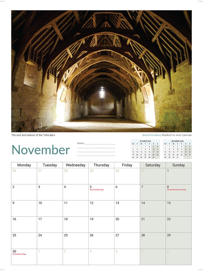 serenarts gallery bradford on avon A4 2026 calendar