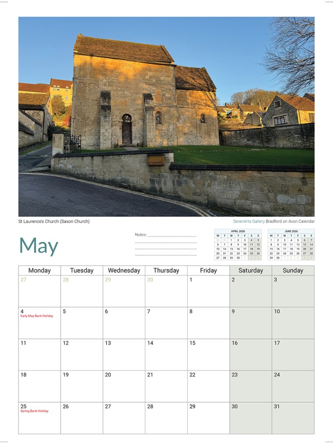 serenarts gallery bradford on avon A4 2026 calendar