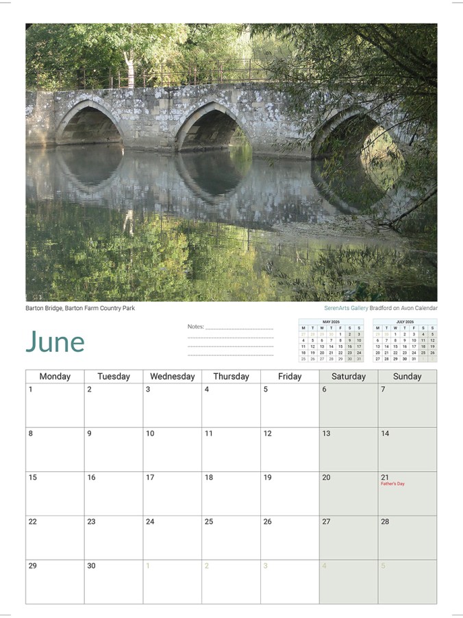serenarts gallery bradford on avon A4 2026 calendar