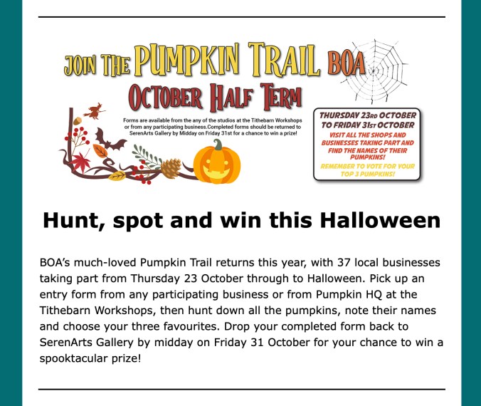 pumpkin trail boa - tithebarn workshops