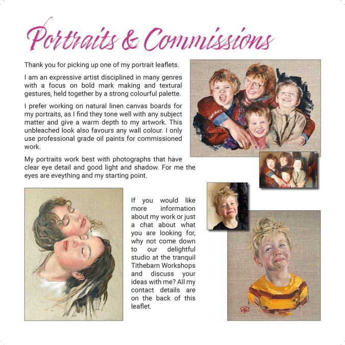 Serena Pugh portraits and commissions leaflet